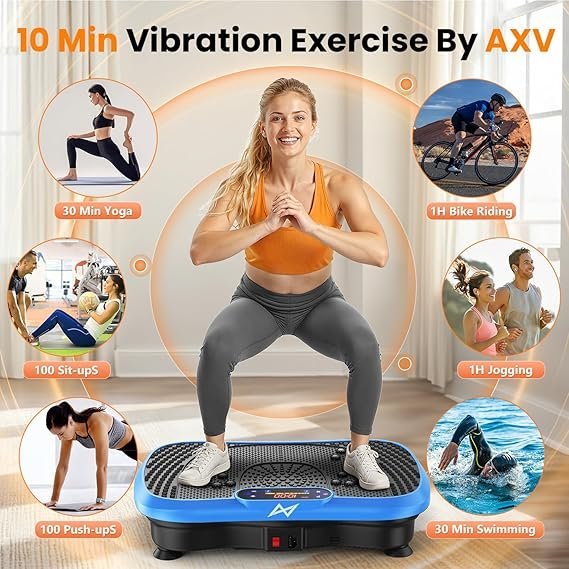 AXV Vibration Plate Fitness Platform Exercise Machine Vibrating Shaking Full Body Shaker Workout Vibrate Stand Shake Board Sport Gym for Weight Loss Fat Burner for Women Men