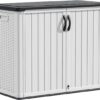 Devoko Outdoor Storage Cabinet 26 Cu Ft with Lockable Doors, Horizontal Storage Shed Waterproof Patio Tools Storage Box for Sofa Cushions, Gardening Tools and Accessories (White)