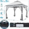 Yaheetech 11×11 Pop Up Gazebo Outdoor Canopy Shelter, Instant Patio Gazebo Sun Shade Canopy Tent with 4 Sandbags, 2 Tiers Roof & Mesh Netting for Lawn, Garden, Backyard & Deck, Gray