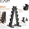 CAP Barbell Rubber Coated Dumbbell Weight Set with Vertical Rack | 100 lb, 150 lb, and 210 lb Options