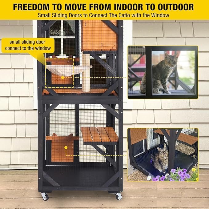 Aivituvin Outdoor Catio Cat Enclosure on Wheels