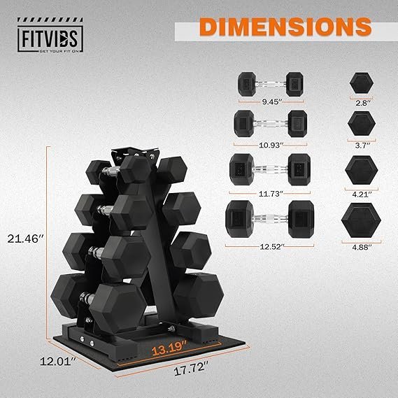 91-tt8EhSDL._AC_SX569_.jpg Fitvids Rubber Coated Hex Dumbbell Set with Storage Rack, 100/150/200/550 LB Hand Weight Set with Anti-Slip Grip for Home Gym