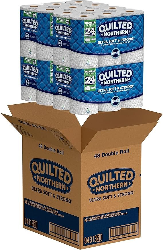 Quilted Northern Ultra Soft & Strong Toilet Paper, 48 Double Rolls, 48 = 96 Regular Rolls,12 Count (Pack of 4)