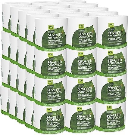 91EYj0xGBJL._AC_SX425_.jpg Seventh Generation White Toilet Paper 2-ply 100% Recycled Paper, 500 sheets, Pack of 60