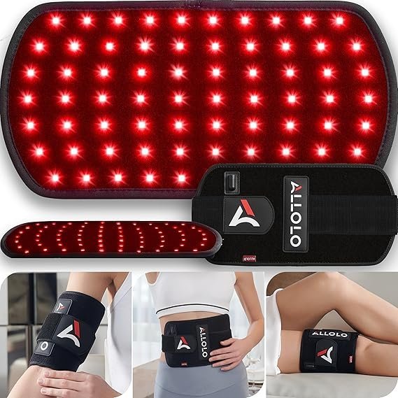 91xa-wmMYJL._AC_SX569_.jpg ALLOLO Red Light Therapy for Body, 3-in-1 LEDs Red Light Therapy Belt with Timer Remote Control, 660nm&850nm Infrared Light Therapy Pad for Body Waist Shoulder Knee, 70pcs LED 12.6″*6.3″ Large Area