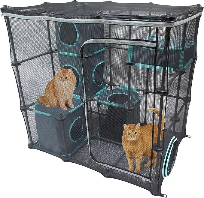 A1HHW46JvXL._AC_SX679_.jpg Kitty City Outdoor Catio Furniture and Play Kits for Cats, Outdoor Mega Kit