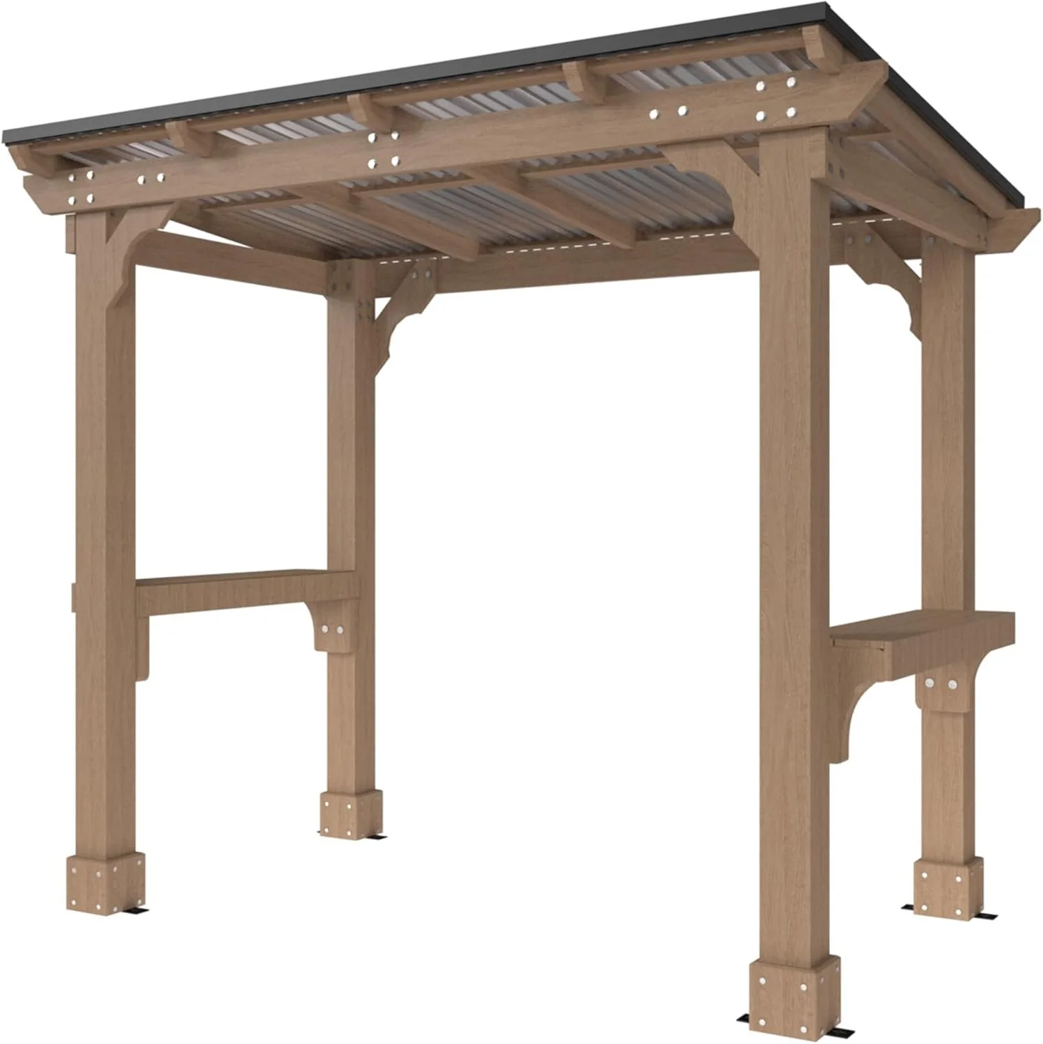 Veikous D Wooden Grills Gazebo Outdoor with Steel Roof