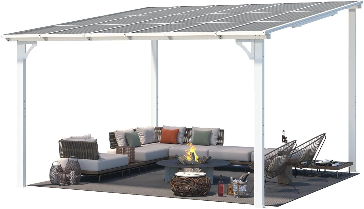 Aecojoy 12x12 Aluminum Pergola with Canopy, White