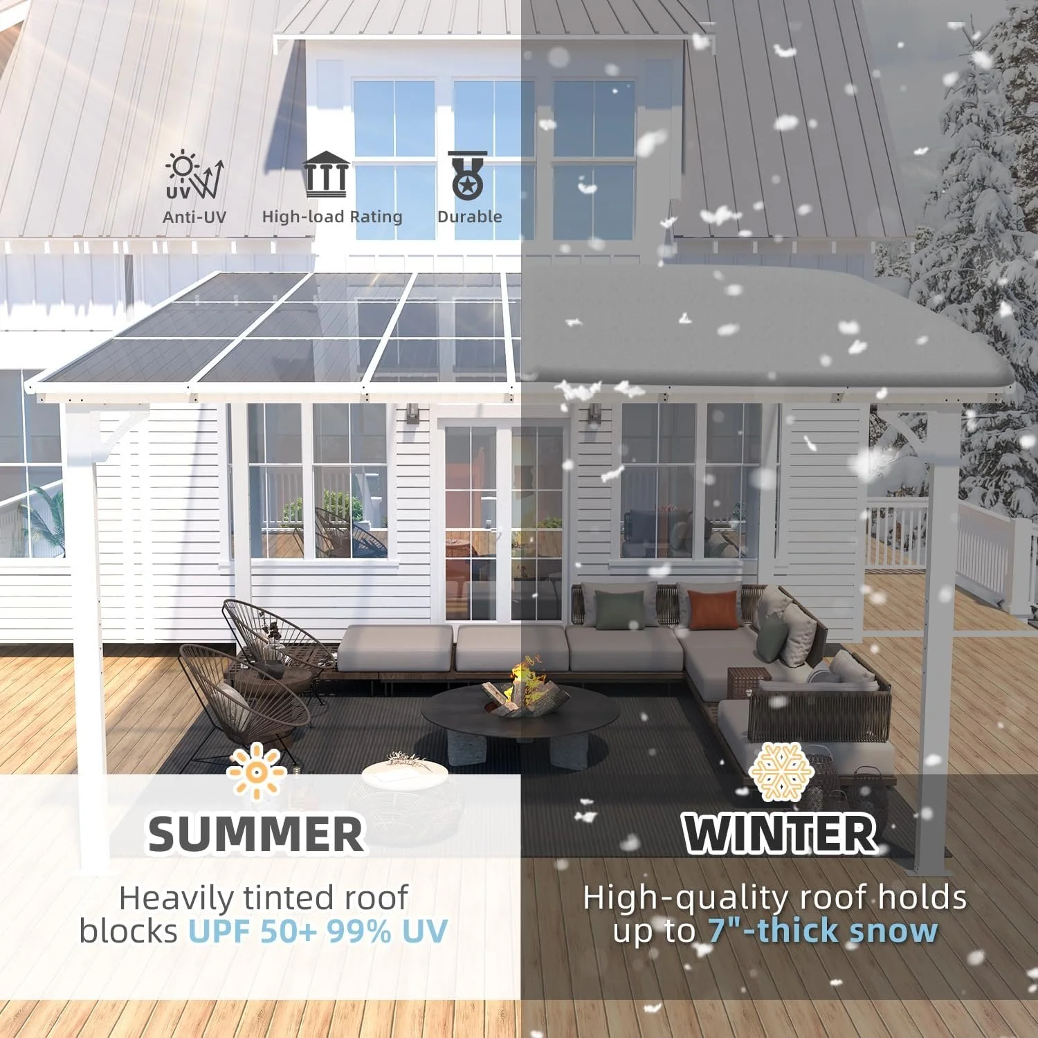 Aecojoy 12x12 Aluminum Pergola with Canopy, White