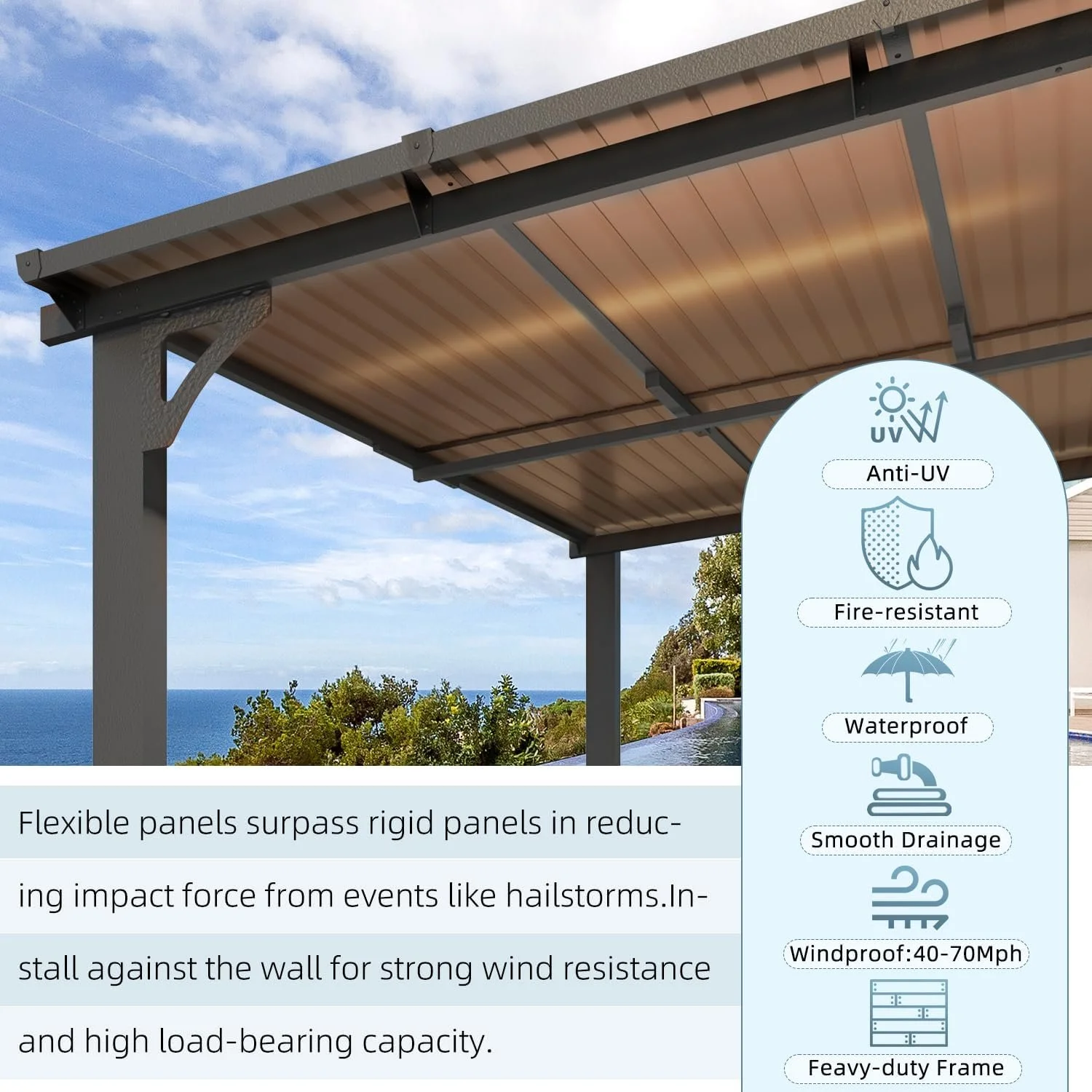 Aecojoy 14×12 ft Aluminum Pergola with Canopys