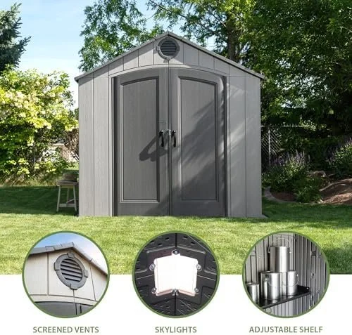 g2-21-1.webp Lifetime Outdoor Storage Shed, 8 x 10 Foot, Grays