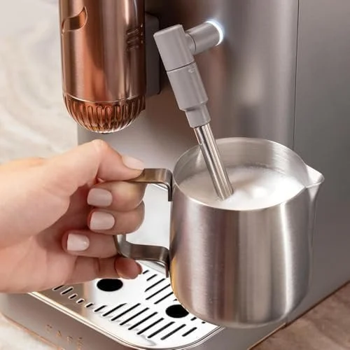 Café Affetto Automatic Espresso Machine + Milk Frother | Built-In & Adjustable Espresso Bean Grinders | One-Touch Brew in 90 Seconds | Steel Silver, 1.2 Liter, (C7CEBBS2RS3)