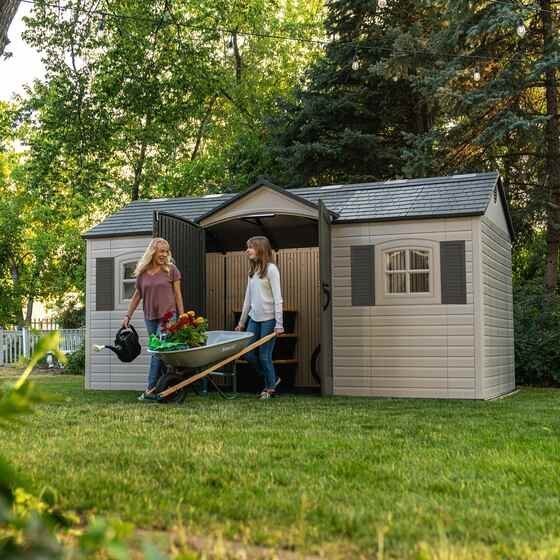 lifetime-legacy-15x8-60465-opened.jpg Lifetime Legacy 15×8 Plastic Storage Shed Kit w/ Floor