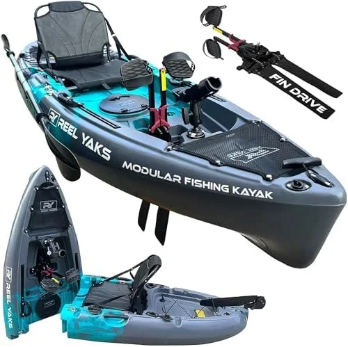 m1-11-1.webp Reel Yaks Raptor Modular Fishing Kayak – 9.5ft Lightweight Sit On Top Kayak for Adults & Youth – Stable & Portable, Ideal Space-Saving Design for Travels – 380lbs Capacity