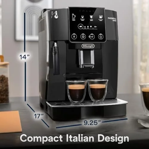 De’Longhi Magnifica Start Automatic Espresso Machine with Manual Milk Frother & Built in Grinder – 3 One-Touch Recipes, Easy-to-Clean, Home Barista Coffee Maker for Lattes, Cappuccino, Iced Coffees