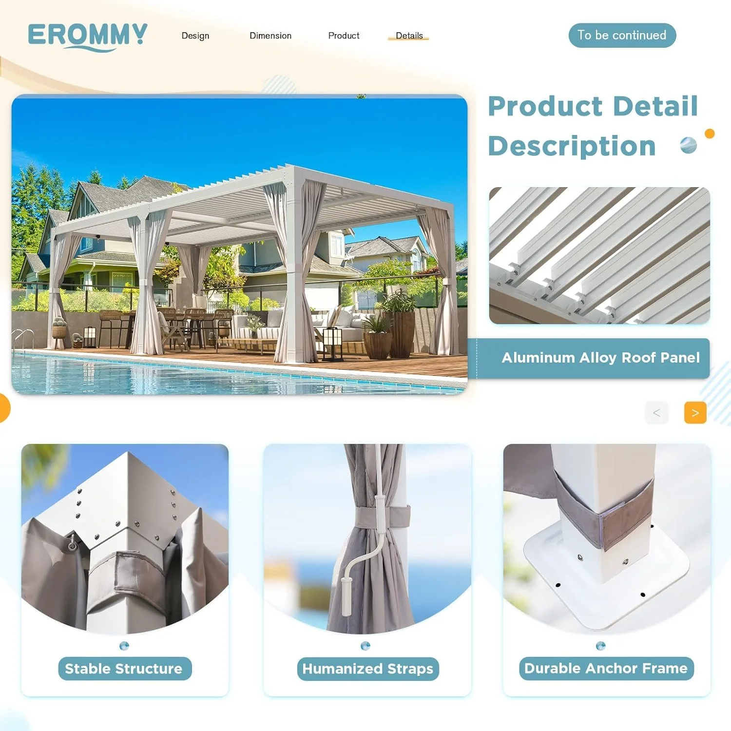 v3-7-1.webp Erommy Outdoor Louvered Pergola Gazebo with Adjustable Aluminum Rainproof Roofs